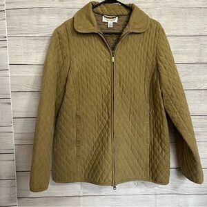 Talbots Jacket Womens Size Medium Full Zip Quilted Tan